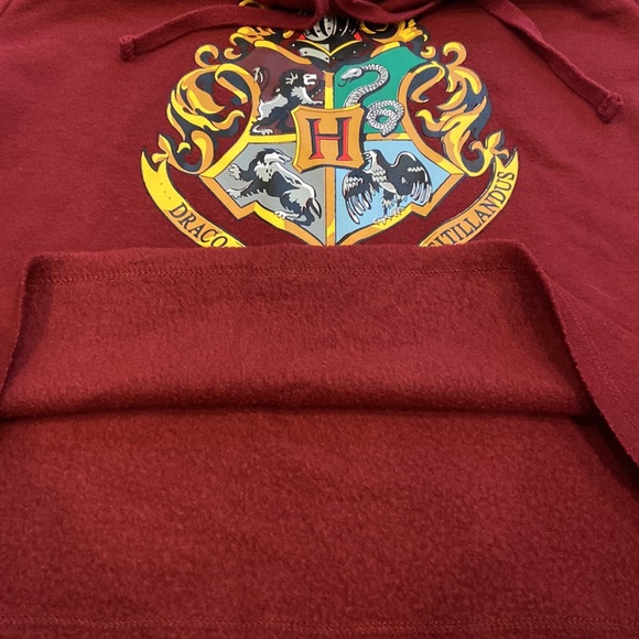 Harry Potter Hogwarts Crest Draco Maroon Cropped Hoodie M-L - Picture 5 of 11